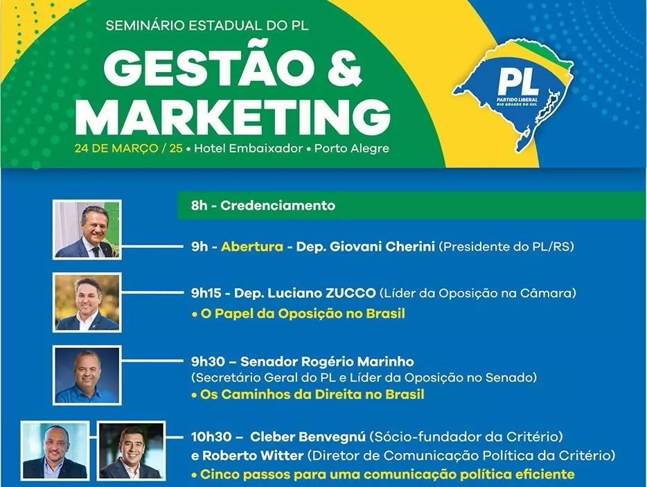 PL/RS realiza Seminário Estadual de Gestão & Marketing com presença do Senador Rogério Marinho